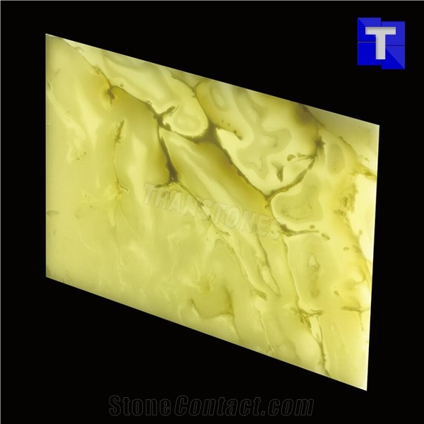 Led Orange Translucent Backlit Onice Yellow Artificial Onyx Tile,Engineered Stone Alabaster Tiles Slabs for Tabletop Bar Tops Cladding,Wall Panel,Glass Stone,Transtones Customized