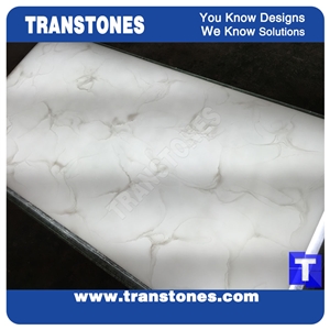Manufacture Artificial White Marble Wall Construction Materials Solid Surface Slab Cut to Size Tiles for Interial Ceiling,Floor Covering Pattern,Polished Translucent Backlit Glass Stone