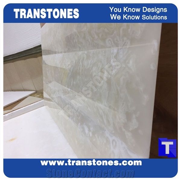 Polished Artificial Marble Spray Silver White Faux Slabs For