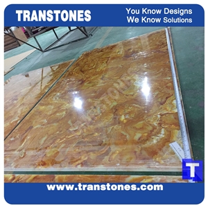 Polished Giallo Solid Surface Yellow Onyx Resin Sheet