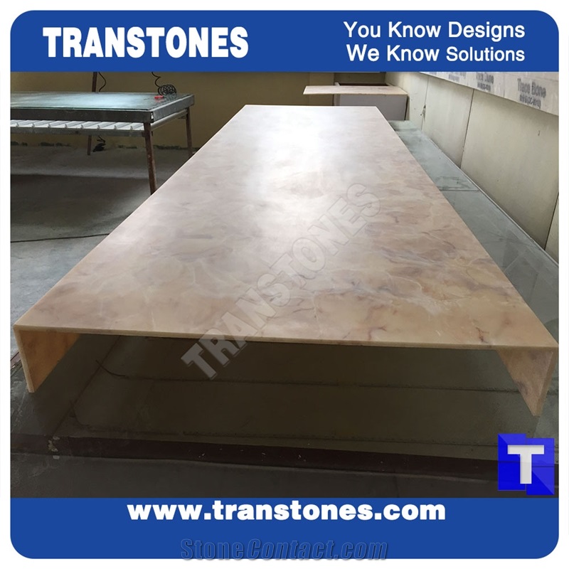 Processing Show-Solid Surface Arobo Dune Artificial Marble Bar Top,Golden Yellow Chain Reception Countertops High Gloss Polished for Office,Hotel Lobby Decor Interior Glass Resin Stone Manufacture