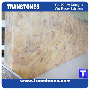 Processing Show-Solid Surface Arobo Dune Artificial Marble Bar Top,Golden Yellow Chain Reception Countertops High Gloss Polished for Office,Hotel Lobby Decor Interior Glass Resin Stone Manufacture