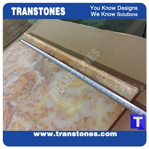 Processing Show Solid Surface Fossi Arobo Dune Artificial Marble Bar Top,Golden Yellow Chain Reception Countertops High Gloss Polished for Office,Hotel Decor Interior Glass Resin Stone