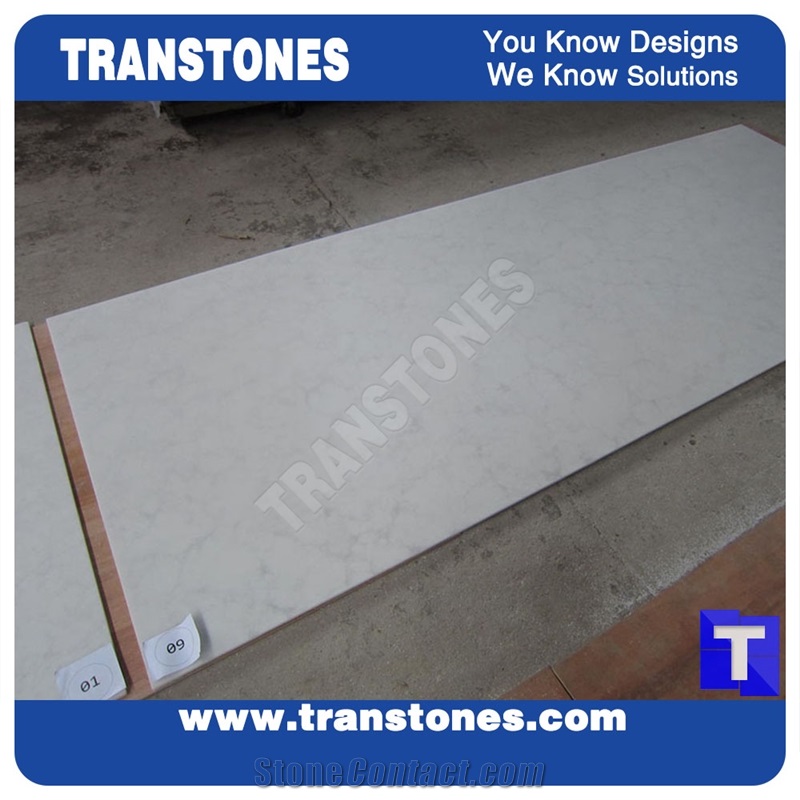 Pure White Solid Surface Marble Engineered Stone Slab for Office Conference Table, China White Quartz