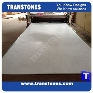 Pure White Solid Surface Marble Engineered Stone Slab for Office Conference Table, China White Quartz