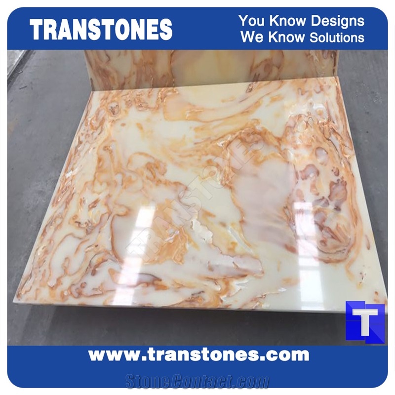 Rusty Spray Wave Ivory Beige Artificial Beige Onyx Wall Cladding Panel Floor Covering Tiles Vein Cut Solid Surface Translucent Backlit Cream Resin Glass Alabaster Stone for Bar Tops,Reception Table