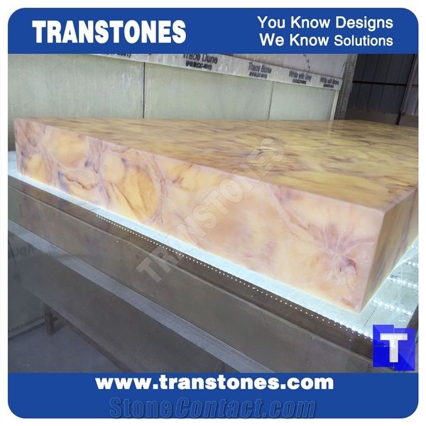Solid Surface Arobo Dune Artificial Marble Bar Top Golden Yellow