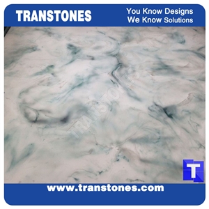 Solid Surface Artificial Blue Spray Marble Look Slabs Wall Panel Ceiling,Floor Covering,Azul Engineered Stone Tile Cut to Size Sheet Glass Stone Manufacture