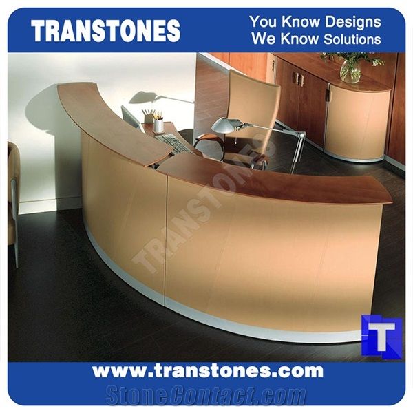 Solid Surface Beige Acrylic Marble Panel Stone For Reception