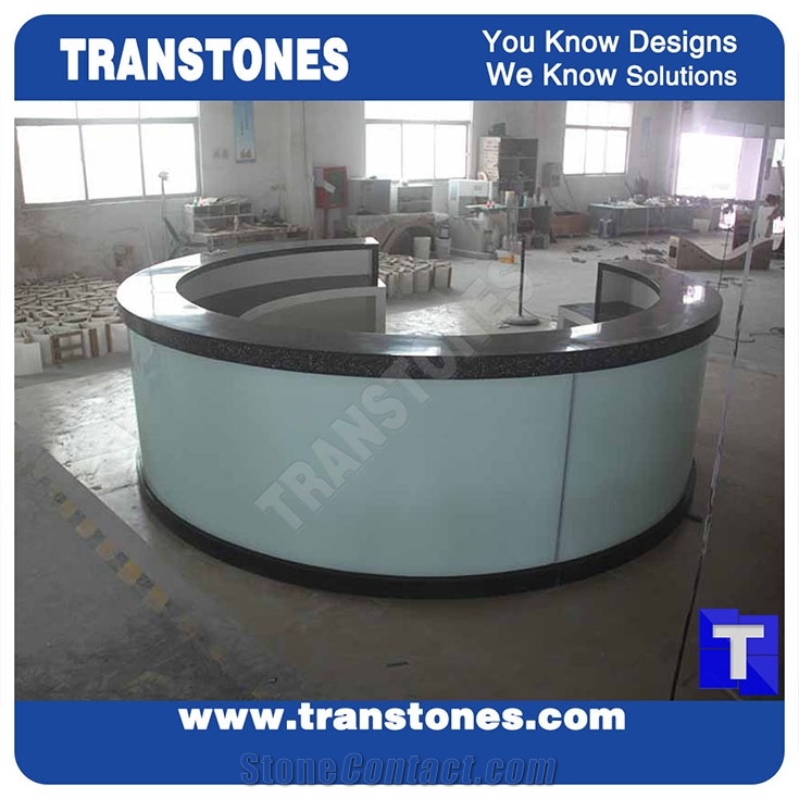 Solid Surface Blue Acrylic Marble Panel Stone for Reception Office Desk,Hotel Table Modern Design New Material for Stone Business