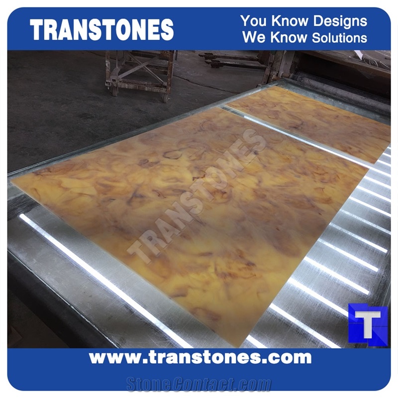 Solid Surface Desert Beige Artificial Marble Slabs for Wall Panel Ceiling,Translucent Backlit