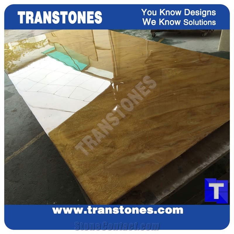 Solid Surface Golden Paradiso Artificial Marble Slabs Polished High Gloss,Engineered Stone Yellow Tile Sheet Wall Panel Cladding,Floor Covering Interior Spray Glass Resin Translucent Stone