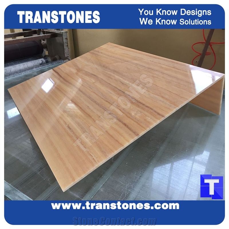 Solid Surface Imperial Wooden Vein Faux Artificial Honey Onyx Slabs,Tile Wall Panel,Engineered Stone Artificial Yellow Wood Grain Resin Glass Stone Translucent Backlit Onyx