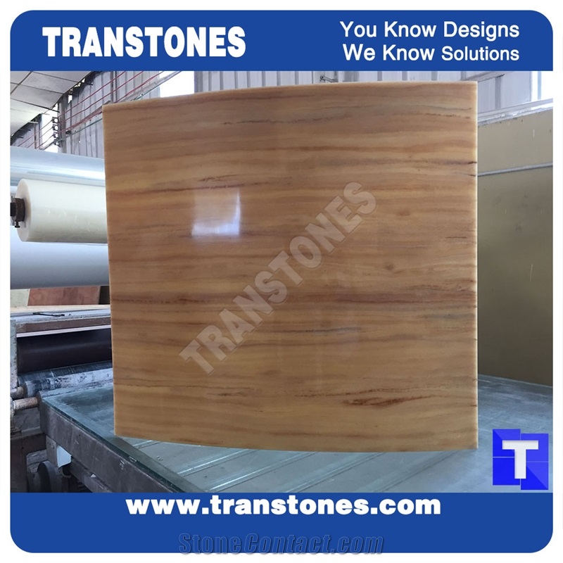 Solid Surface Imperial Wooden Vien Faux Honey Onyx Slabs,Tile Wall Panel,Engineered Stone Artificial Fossi Yellow Wood Grain Resin Glass Stone Translucent Backlit Alabaster Ceiling Tiles