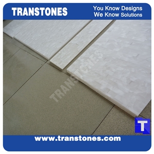 Solid Surface Sea Shell Pearl Tiles Slabs for Tabletop Cladding Panel,White Faux Marble Look Glass Stone Walling Tile