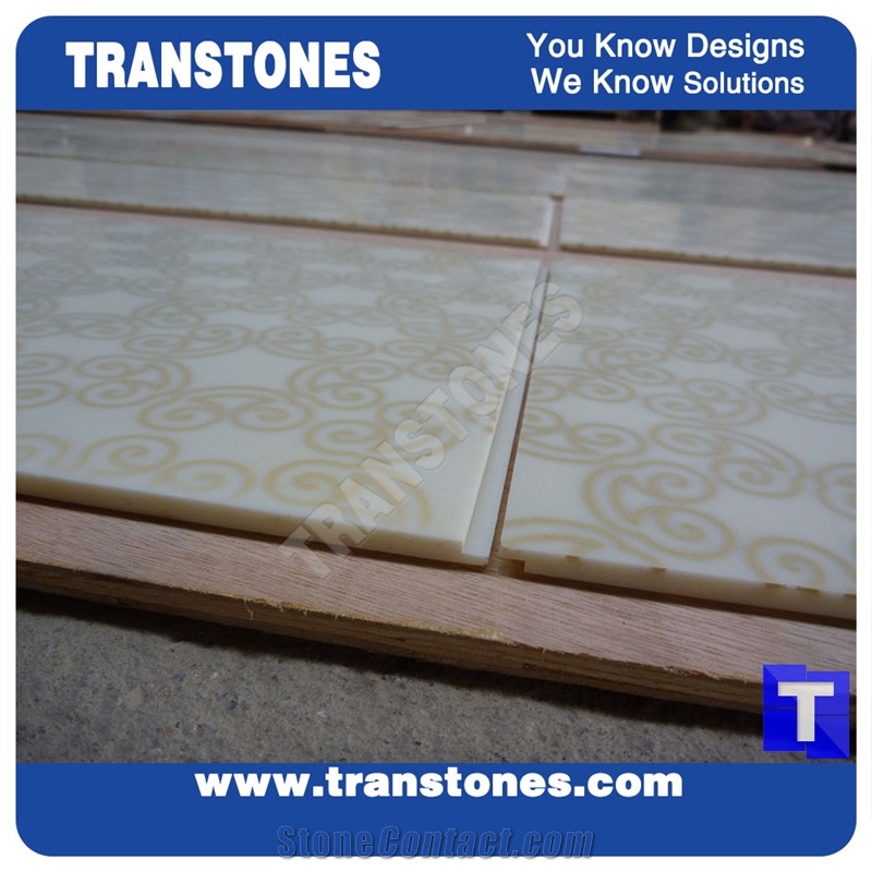 Solid Surface Stone Shaped Waterjet Medallion Carved Cnc Tiles Slabs for Wall Panel Cladding,Hotel Floor Covering,Interior Building Stone