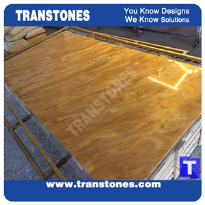 Solid Surface Translucent Golden Paradiso Artificial Marble Slabs Polished High Gloss,Engineered Stone Yellow Tile Sheet Wall Panel Cladding,Floor Covering Interior Spray Vein Glass Resin Stone