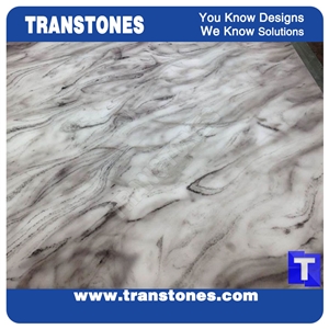 Solid Surface Translucent Spray White Paradiso Artificial Marble Slabs Polished High Gloss,Engineered Stone Binaco Tile Sheet Wall Panel Cladding,Floor Covering Interior Glass Resin Stone