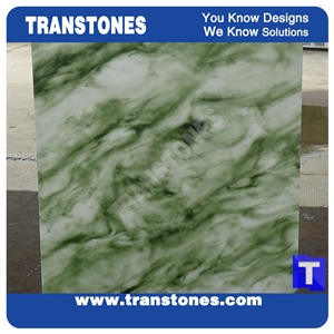 Solid Surface Verde Juparana Marble Look Faux Stone Panel Translucent Backlit Green Slabs for Countertops,Islands Top,Office Work Top