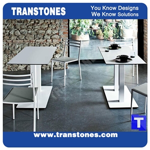 Solid Surface White Acrylic Marble Interior Table for Coffee Shop,Restaurant Desk,