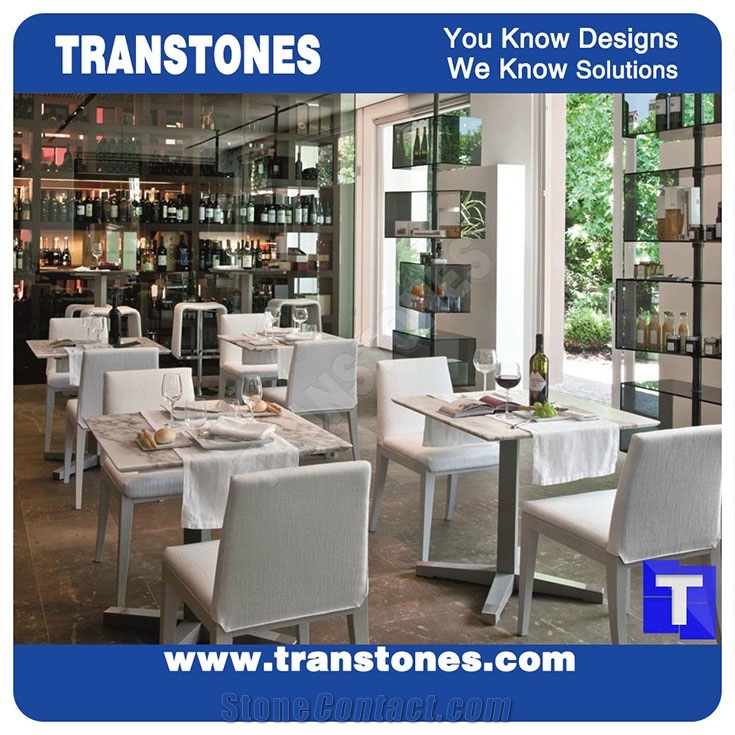 Solid Surface White Acrylic Marble Interior Table for Coffee Shop,Restaurant Desk,
