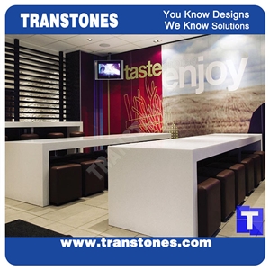 Solid Surface White Acrylic Marble Interior Table for Coffee Shop,Restaurant Desk,