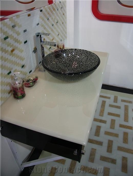 Solid Surface White Artificial Onyx Bath Top,Vanity Top,Countertops for Bathroom