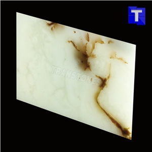Translucent Backlit Artificial Stone Bianco Carrara White Marble Panel Tile for Reception Desk,Table, Consulting Counter Top,Engineered Stone Solid Surface Transtones Customzied