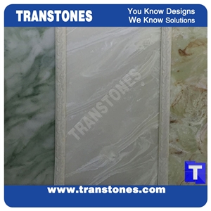 Translucent Bianco Juparana Solid Surface Marble Faux Artificial Glass Stone Slabs Tiles for Countertops,Interior Building Material