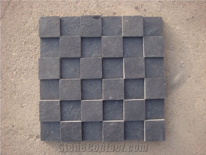 Black Color Slate from China Wall Mosaic Tumbled Mosaic