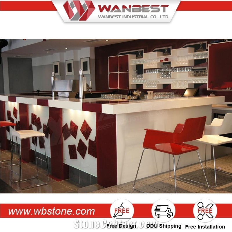 Customized Led Solid Surface Restaurant Bar Counter Design