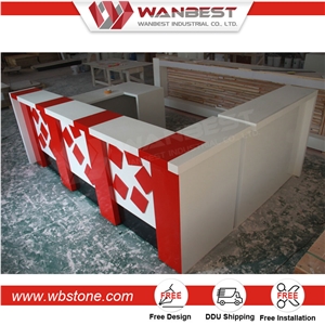 Customized Led Solid Surface Restaurant Bar Counter Design
