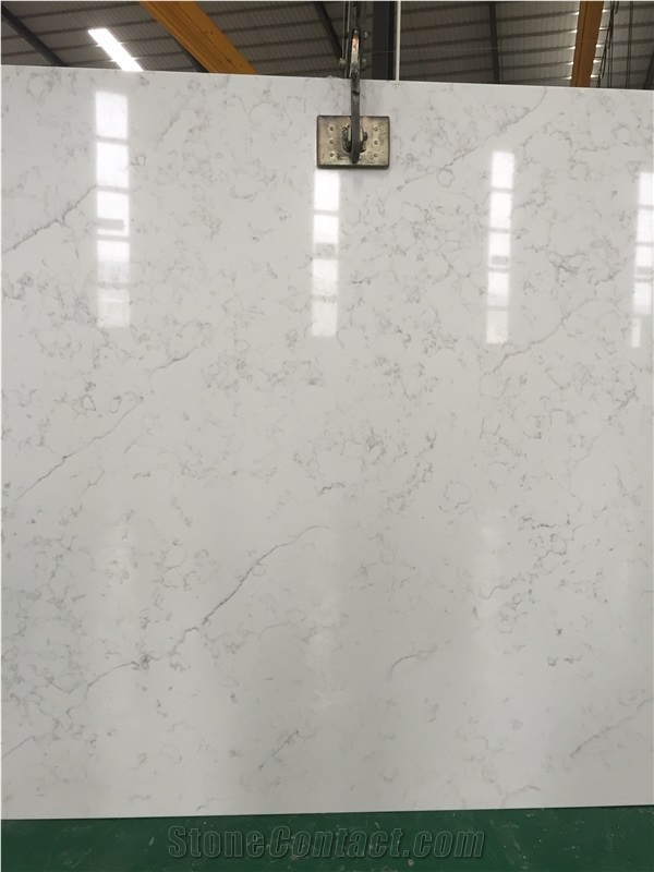 Artificial Quartz Stone B3103 Carrara Line Solid Surfaces Polished Slabs & Tiles Engineered Stone for Hotel Kitchen Counter Top Walling Panel Environmental Building Materials