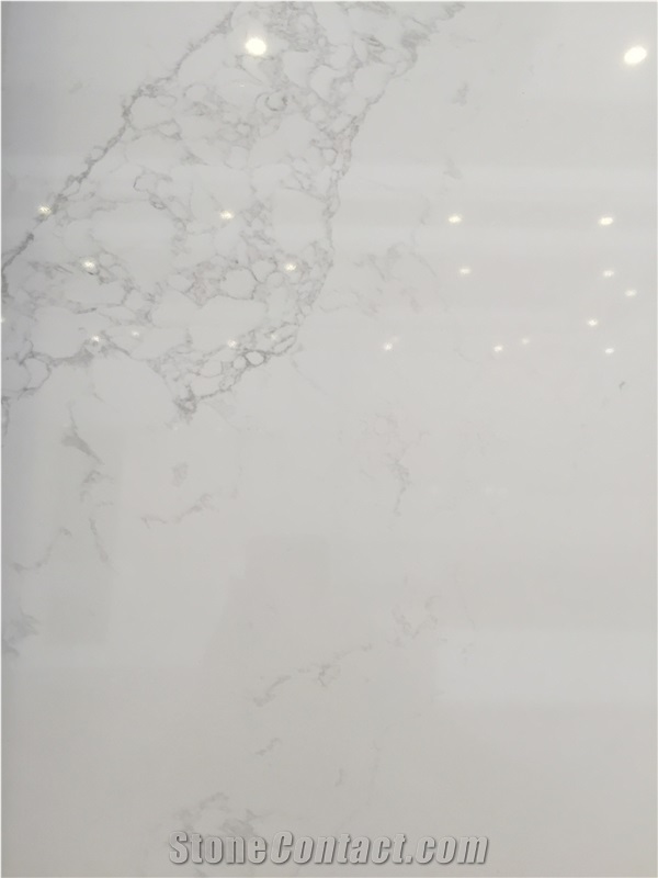 Quartz Stone Bs5103 Calacatta from Guangdong China Solid Surfaces Polished Slabs & Tiles Engineered Stone for Hotel/ Kitchen /Bathroom