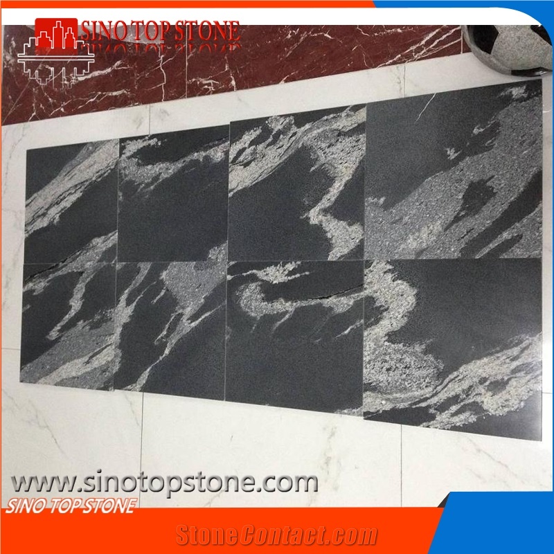 China Black Granite New Nero Branco,Royal Ballet Granite,Snow Grey Granite, River Mist Black Via Lactea Granite,New Jet Mist Granite