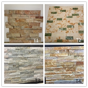 Creative Golden Vein with Green Strips China Multicolor Slate Culture Stone/Stone Wall Cladding/Slate Ledges/Slate Culture Stone