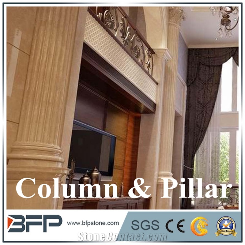 Luxurious Beige Marble Corinthian Column