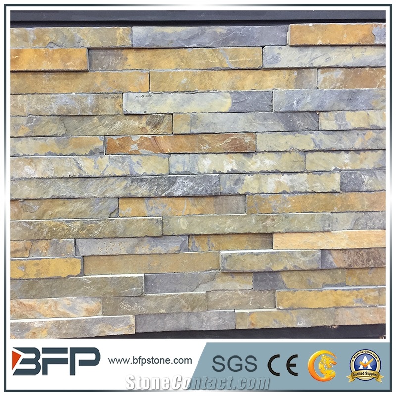 Strip Wall Tile Mixed Color Cultured Stone, Competitive Culture Stone Wall Decoration , Multi Color Slate Wall Panel & Decorated Wall Tiles