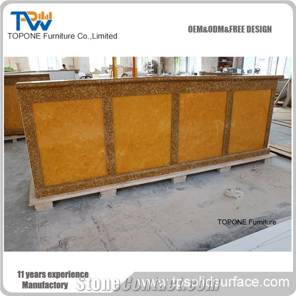 Artificial Marble Stone Interior Stone Acrylic Solid Surface Led Hotel Lobby Bar Counter Tops Design,Interior Stone Acrylic Solid Surface Hotel Led Reception Desk Top Design, Interior Stone