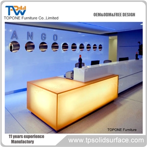 Facotry Price Fancy Design Illuminated Artificial Marble Stone Bar Counter Tops Design, Interior Stone Acrylic Solid Surface New Design Night Club Bar Table Tops Design, Interior Stone Bar Furniture