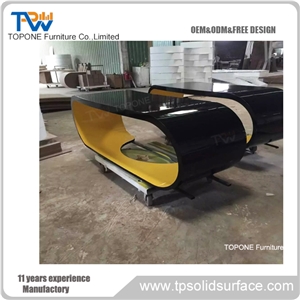 Factory Price Artificial Marble Stone Black Color Google Desk Tops, Interior Stone Acrylic Solid Surface Black Executive Office Table Tops Design, Interior Stone Google Desk Furniture