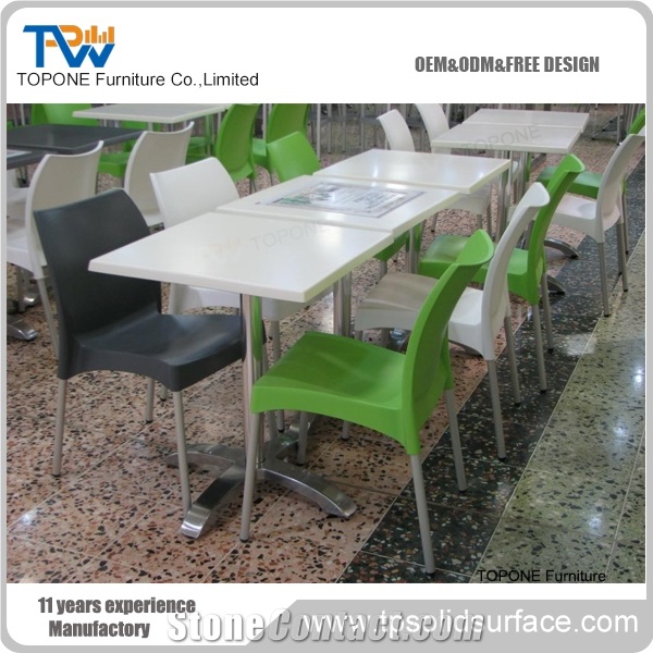 Factory Price Grey Color Square Artificial Marble Stone Dinner Table Tops, Interior Stone Acrylic Solid Surface Dinner Table and Chairs , Interior Stone Dinner Furniture for Sale