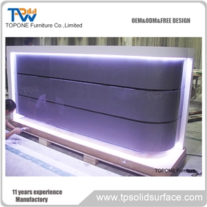 Factory Price L Shape Artificial Marble Stone Grey Color Bar Counter Tops, Interior Stone Acrylic Solid Surface L Shape Led Light Bar Counter Table Tops Design, Interior Stone Led Bar Furniture