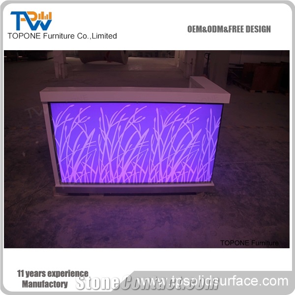 Factory Price Small Home Led Lighted Bar Counter Tops, Interior Stone Acrylic Solid Surface Led Bar Counter Table Tops, Interior Stone Led Small Furniture for Sale