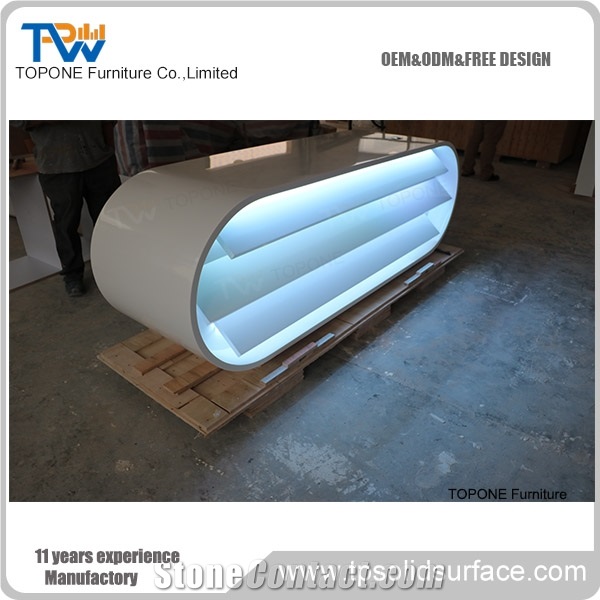 Led Lighted High Quality Factory Direct Artificial Marble Stone Office Table, Acrylic Solid Surface Interior Stone Led Front Office Table Tops Design, Interior Stone Led Office Furniture