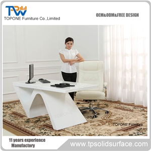 New Design Fashion Artificial Marble Stone Stone Executive Office Desk, Interior Stone Acrylic Solid Surface White Office Desk Tops Factory Price, Interior Stone Office Table Furniture Design for Sale