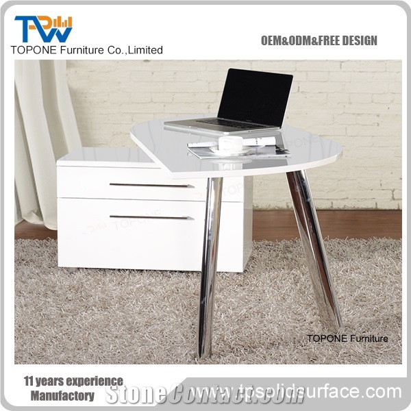 Simple Design White Artificial Marble Stone Home Workstation Table Tops Design, Interior Stone Acrylic Solid Surface Home Computer Table Tops Design, Interior Stone Home Furniture Design