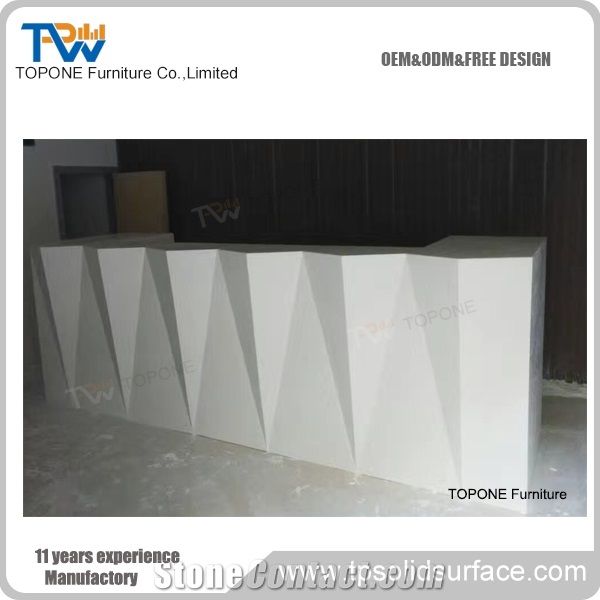 Solid Surface Modern White Reception Desk With Drawers Interior