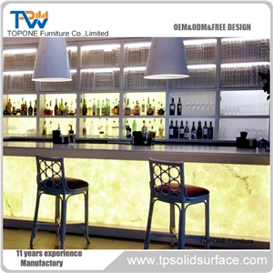 Straight Led Lighted Factory Price Artificial Marble Stone Bar Counter, Led Lighted Solid Surface Interior Stone Bar Counter, Interior Stone Bar Furniture for Sale