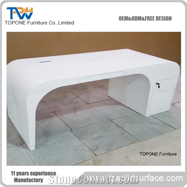 U Shape Artificial Marble Stone Office Table Design, Interior Stone Acrylic Solid Surface Office Desk Tops Design, Interior Stone Office Furniture Design for Sale